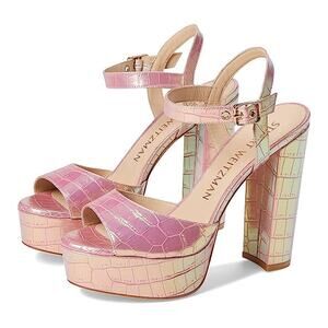 Stuart Weitzman Womens Ryder 95 Platform Heel Sandal US 9.5 Pink Leather EUC